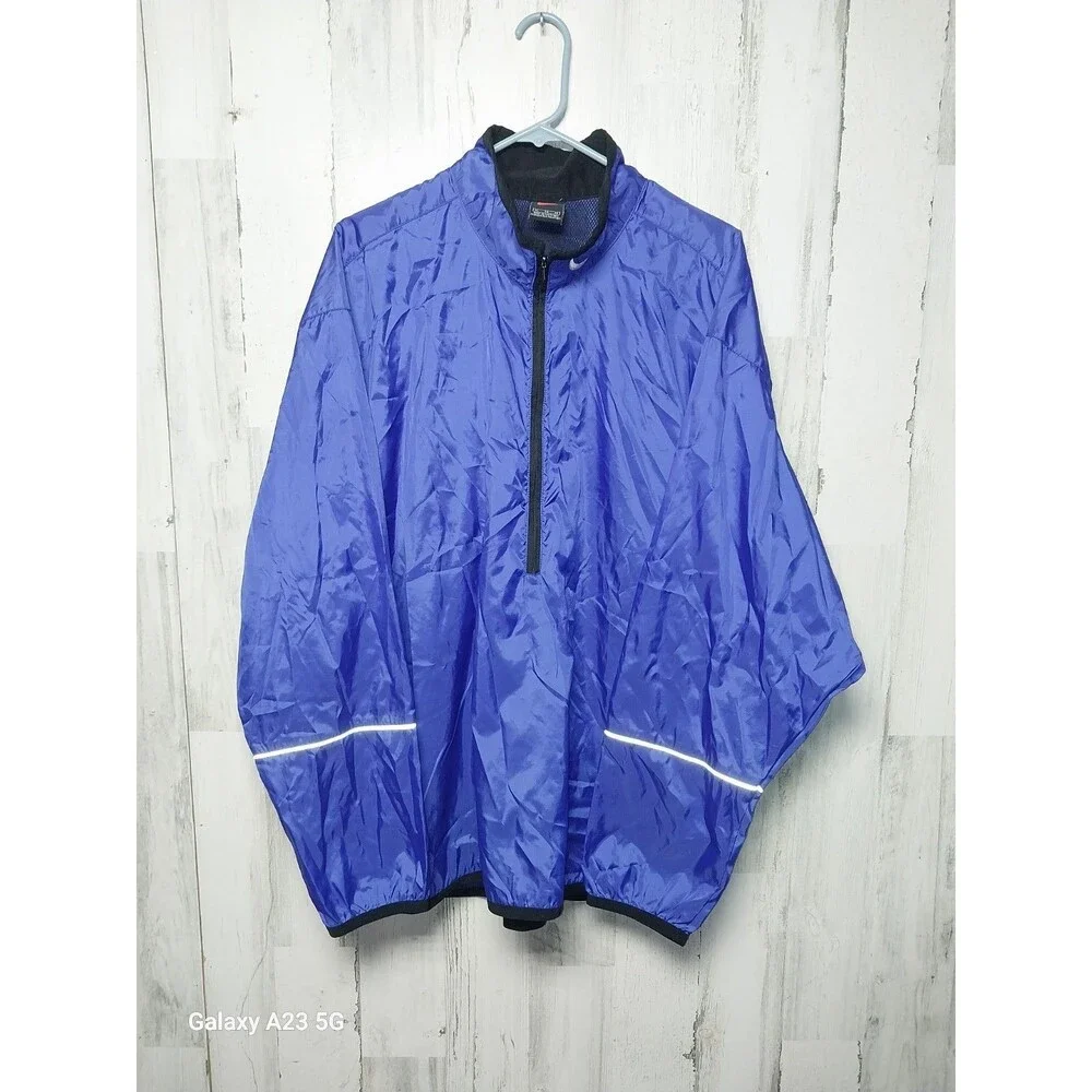 Nike Mens XL Blue Pullover Windbreaker Jacket 1/2 Zip Y2K